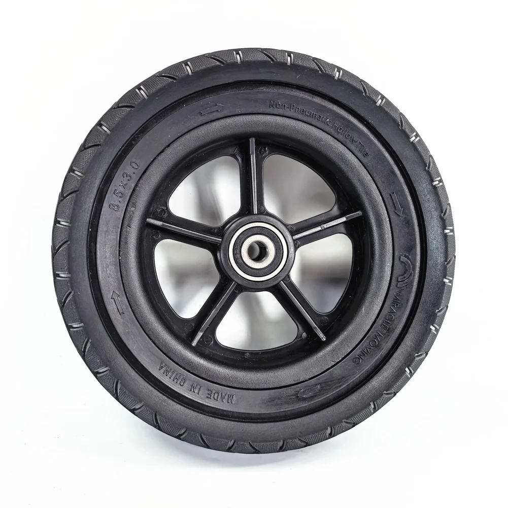 

For Electric Scooter 8.5x3.0 Front Wheel Hollow Solid Non-Pneumatic Tire Black Rubber Wheel with Friction Enhanced Tread