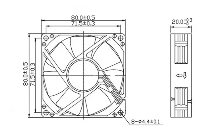 80mm 12V 80x80x20mm high air volume temperature control computer case host power supply CPU cooling fan