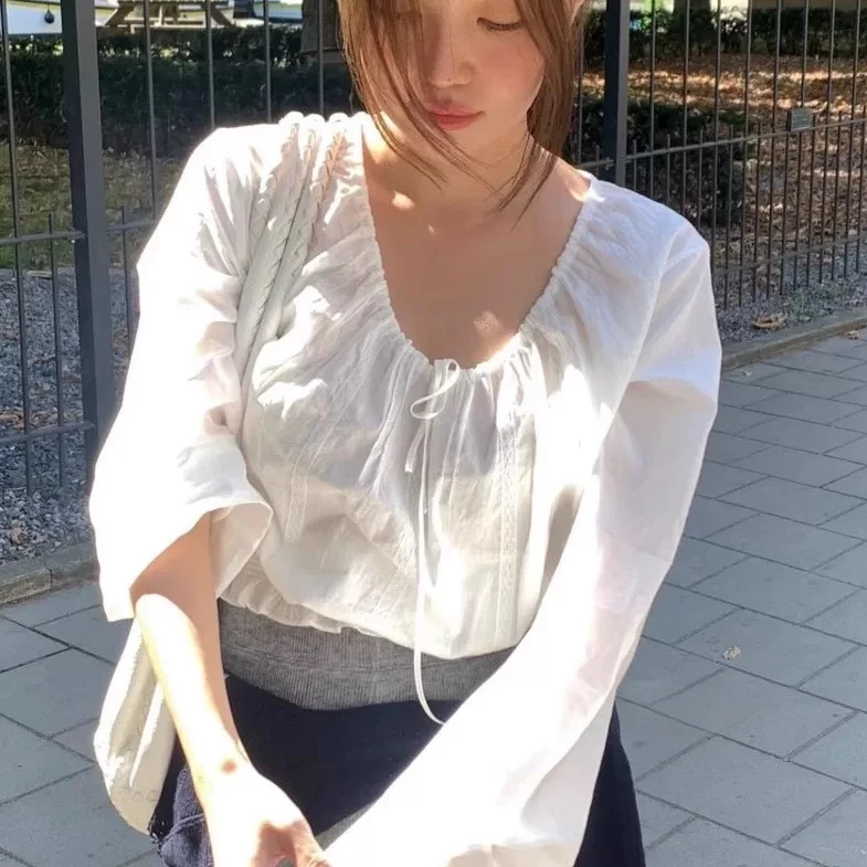 Tannat ajustable largo Sve irt mujer suelta cómoda dulce Netie Top Faionable Lazy Sle Casual Busin Wear