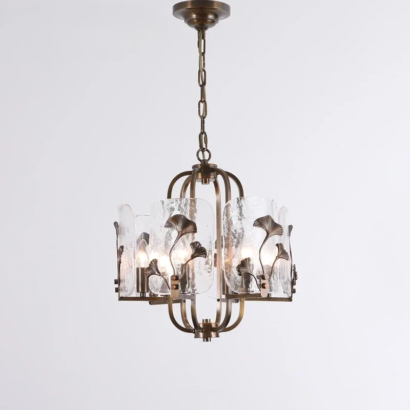 

Американская полностью медная люстра для столовой, средневековая французская персонализированная стеклянная лампа для спальни, кабинета виллы