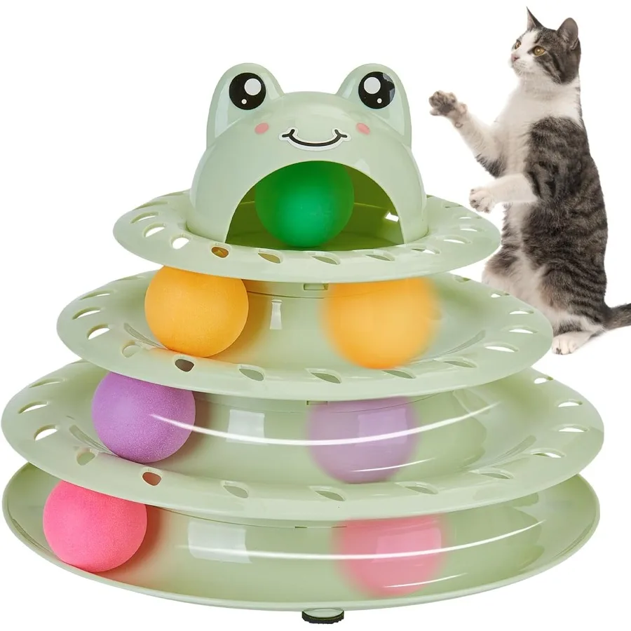 

Игрушки для кошек, 4-уровневая роликовая дорожка, проигрыватель, игрушка-башня для кошек с красочными шариками для погони, многоуровневые интерактивные игрушки для кошек для скученных в помещении