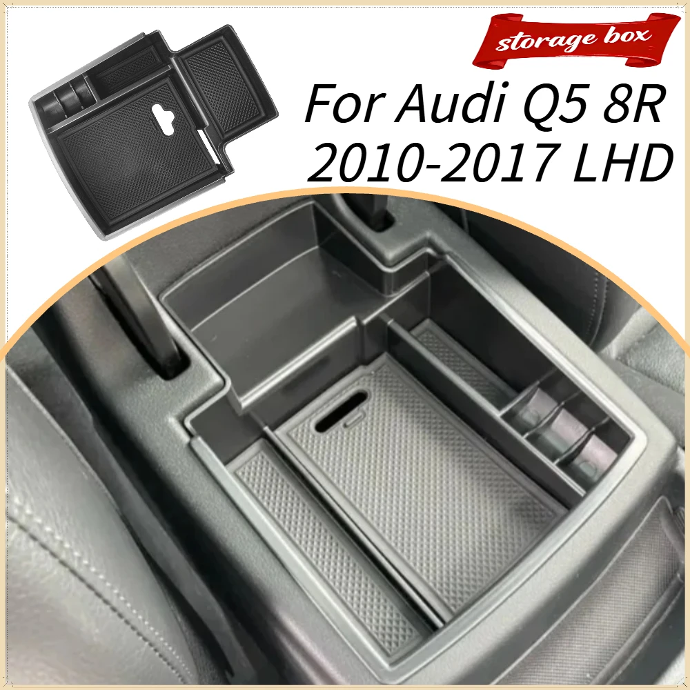 Caixa de Armazenamento para Apoio de Braço de Carro para Audi Q5 8R 2010-2017 LHD, Bandeja Organizadora para Console Central, Acessórios Internos