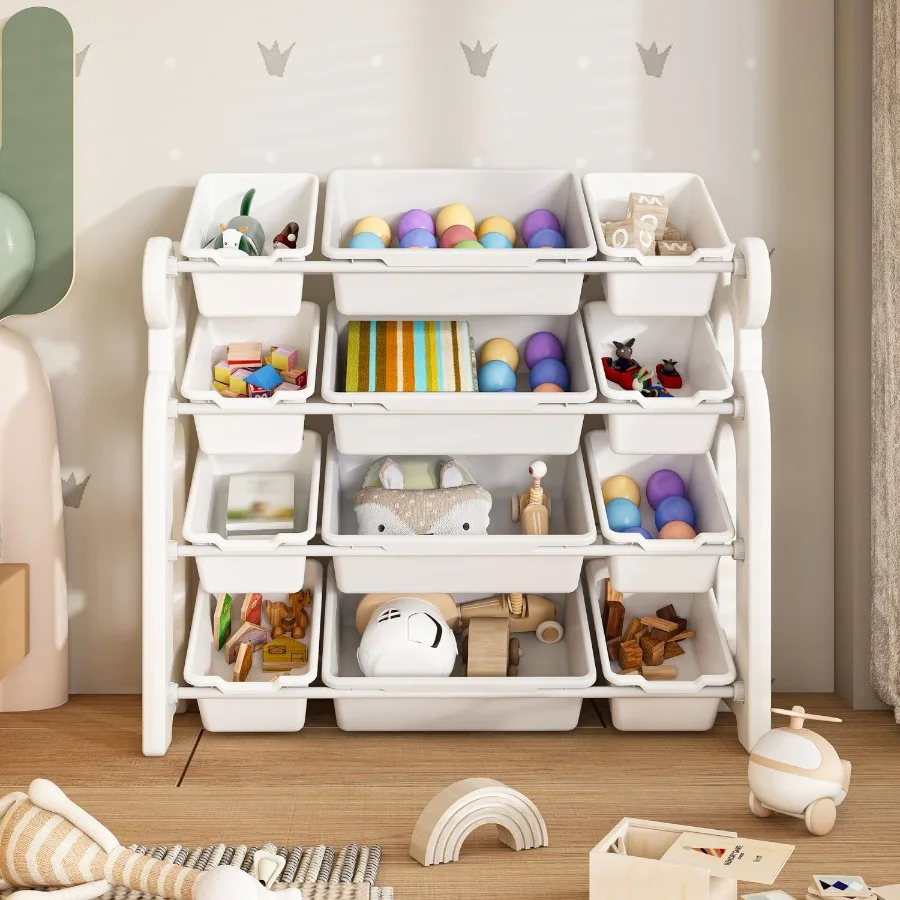 

Toy Storage Organizer with 12 Bins Multifunctional Nursery Organizer Furniture Set Toy Storage Cabinet Unit with HDPE Shelf and