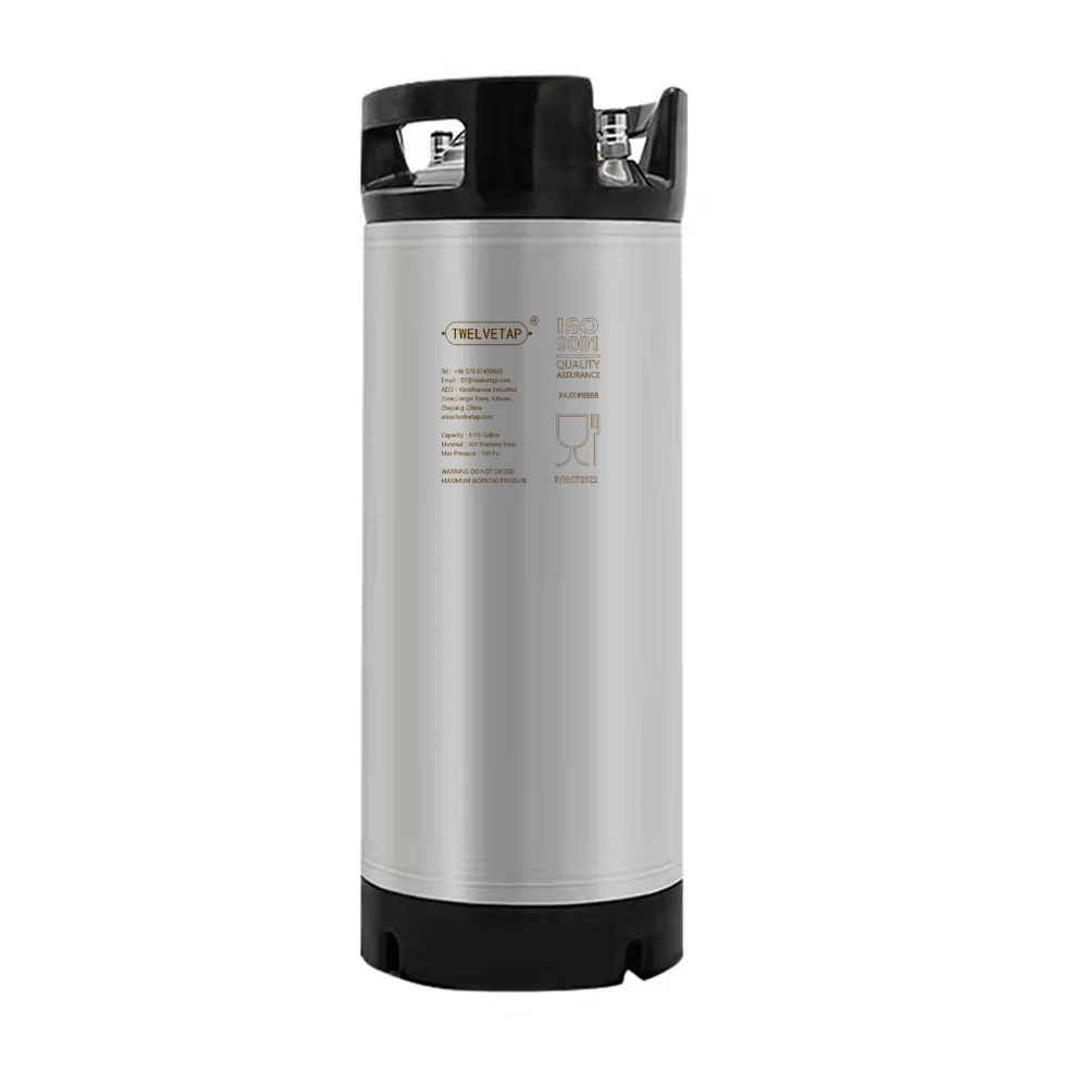 TWELVETAP-Rubber Handle Corney Beer Keg, Stainless Steel, Keg, Keg, Leak Proof Lid, Soda Barrel, Home Brew, 19L Premium