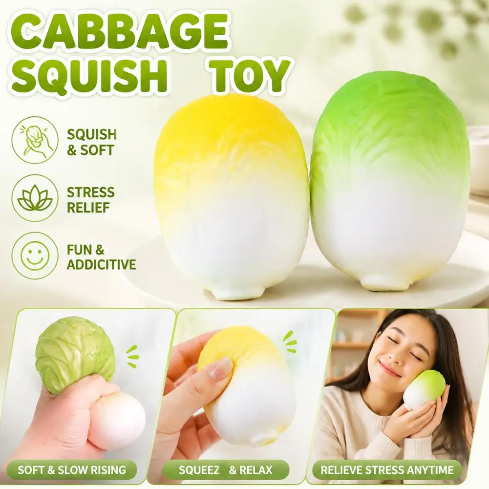 Simulation Mini Cabbage Squishy Toy,Slow Rebound Stress Relief Fidget, Soft Decompression Squeeze Ball for Adults, DIY Fun Gift