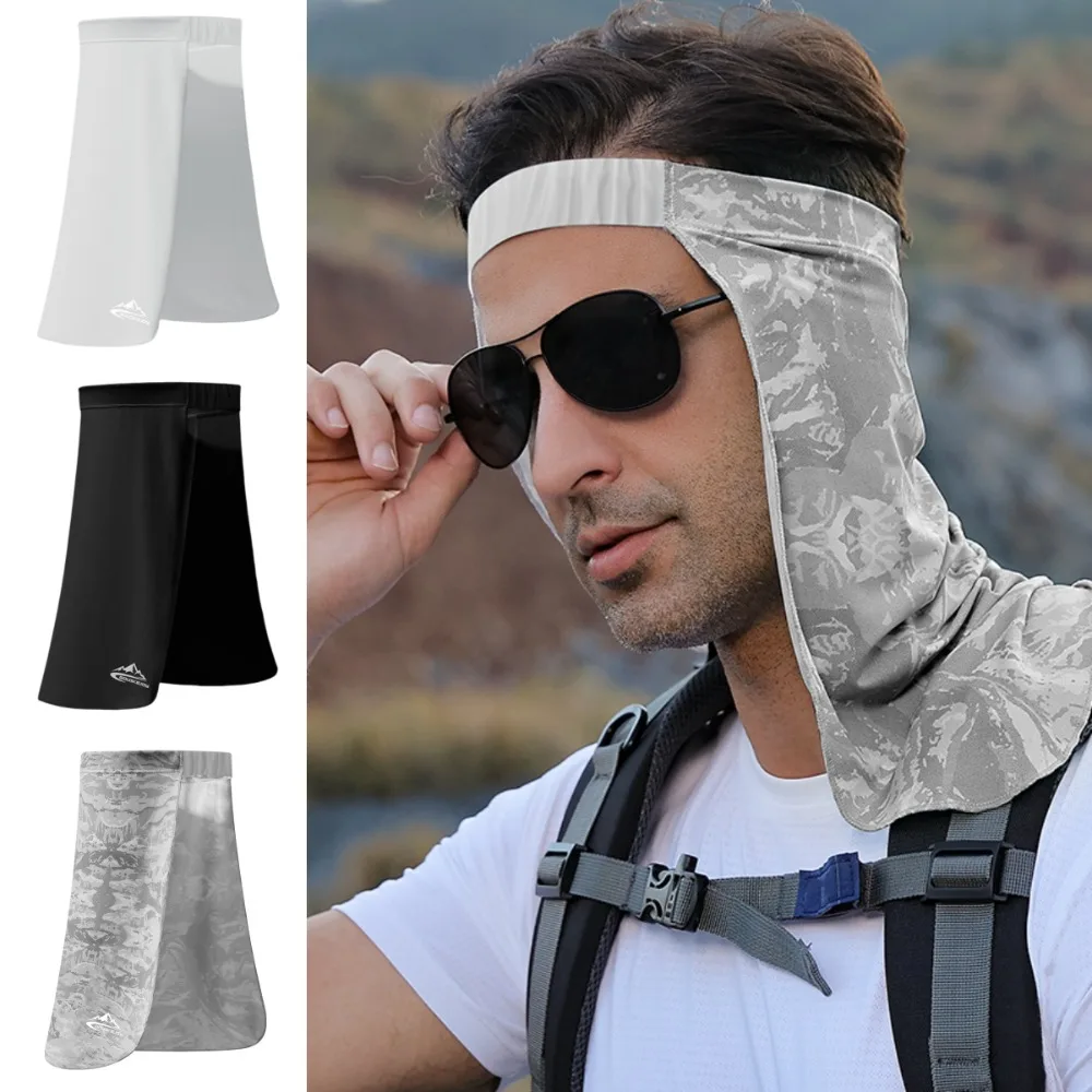 

Эластичная эластичная повязка на голову для фитнеса, дышащая повязка на голову с удлиненными полями, защитная повязка на голову для шеи, маска для лица из ледяного шелка