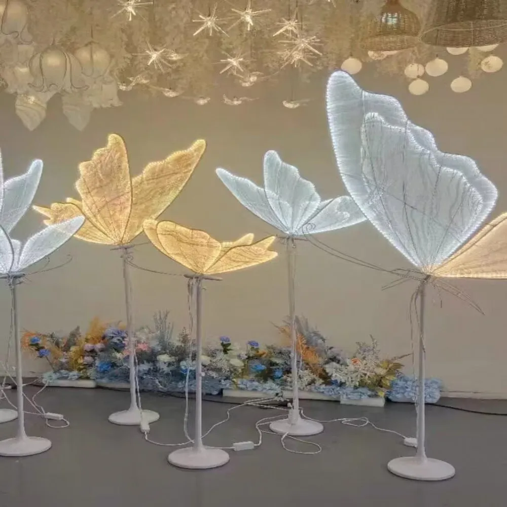 Wedding Floor Light Butterflies LED Lace Lamp Romantic Creative Hanging Butterfly Lamps Road Load Walkway on Party Stage Lights.