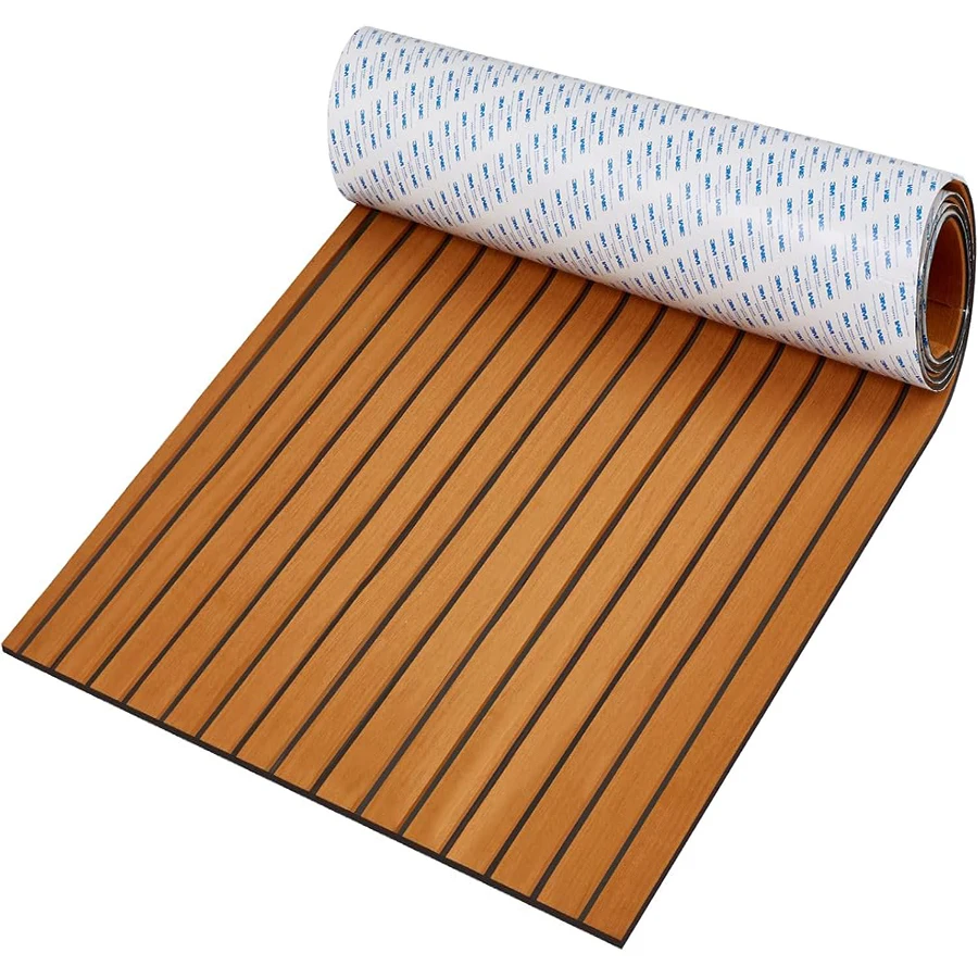 2400x900mm EVA Foam Teak Vloertapijt Dubbellaags Ontwerp 3M Zelfklevende Mat Kajak Terrasplanken Vel Matten Boot Accessoires RV Marine