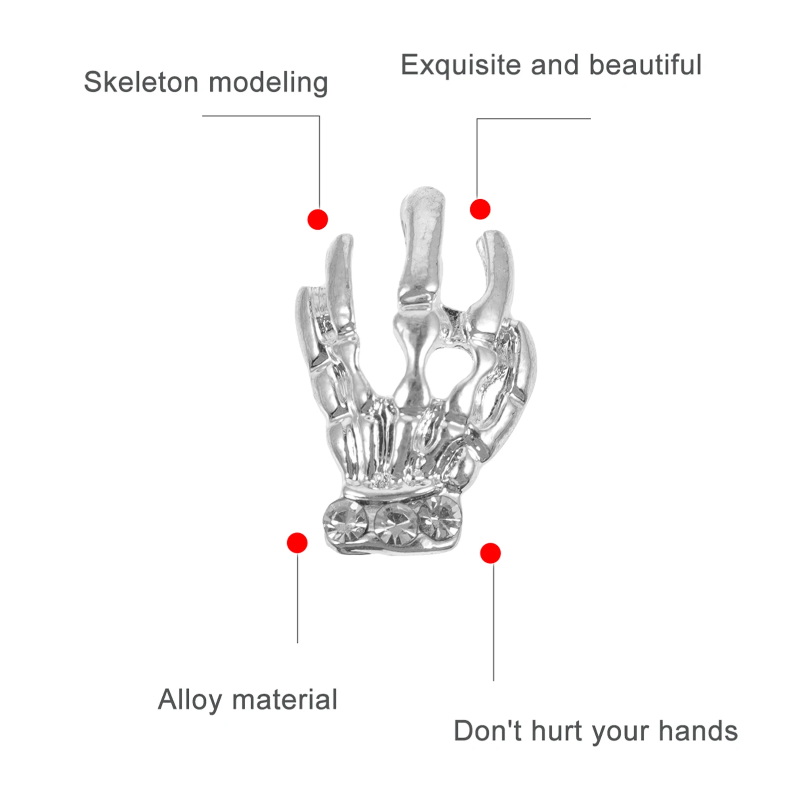

40pcs Skull Head Ornaments Rhinestones Diy Art Decorations Diamond-Studded Nail Tips Nail Stickers For Manicure