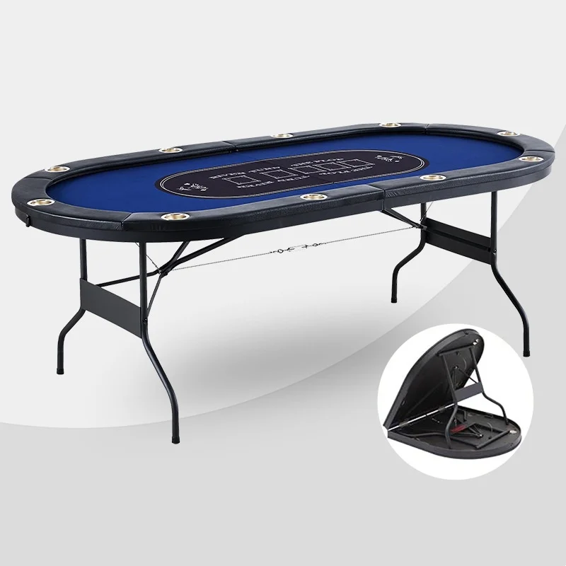 10  Player Foldable Poker Table for Texas Holdem with Padded Rails and Cup Holders Poker Table for Chess and Card Entertainment