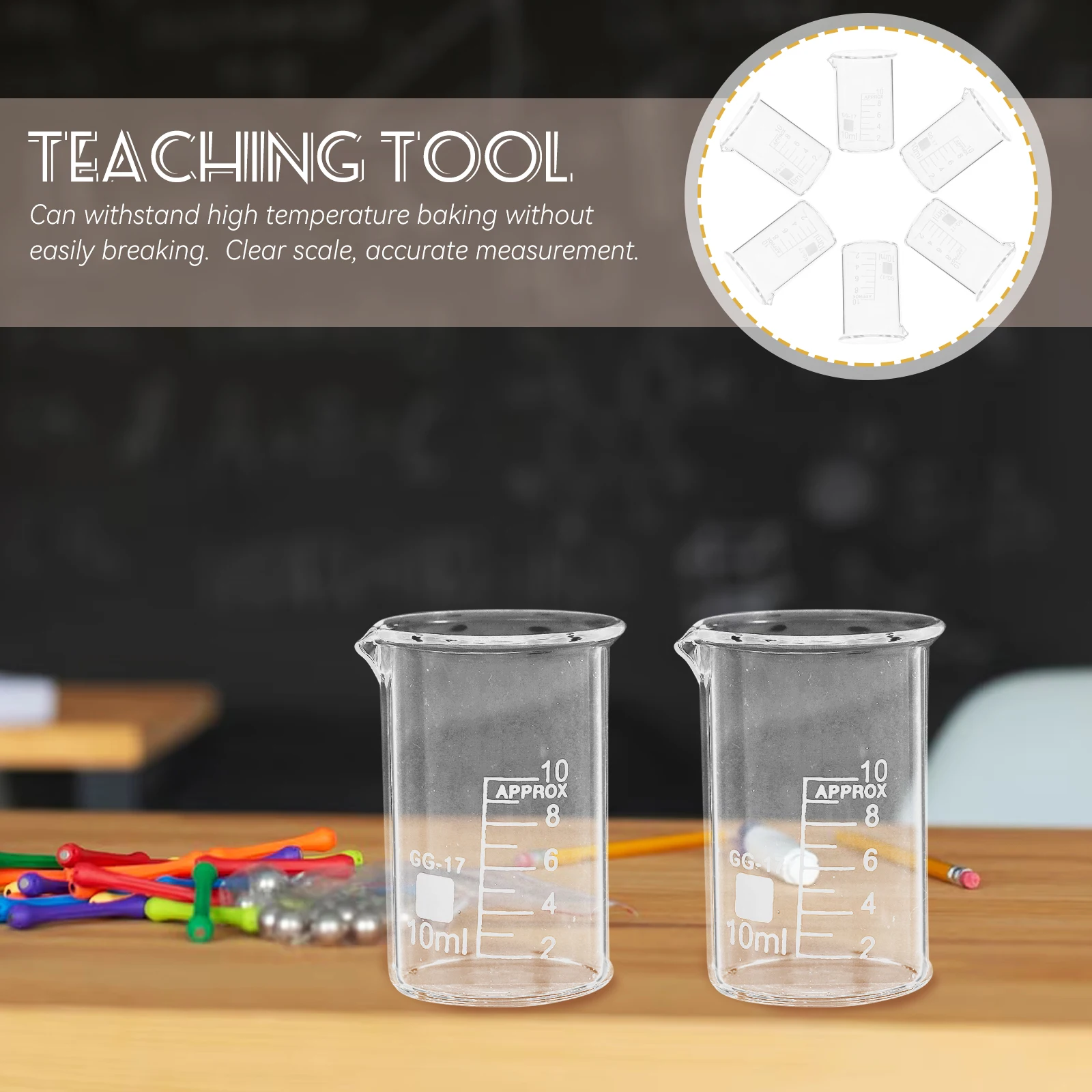 

6Pcs Clear Scale Glass Measuring Beakers Set Heat Resistant Laboratory Glassware Stable Placement Chemistry Beakers Liquid