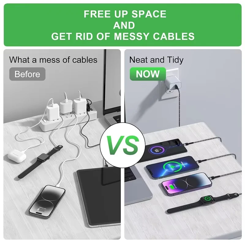 4 In 2 Multi USB Multi iWatch Charger Cable Fast Charge To Android Iphone 16/15 Type C Charger for Apple USB Magnetic Series 8 7 image 3