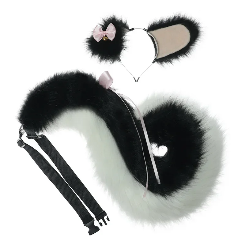 Halloween Animal Fursuit Ears Tail Set headdress Party Cosplay Headwear Plush Dog Ears Headbands