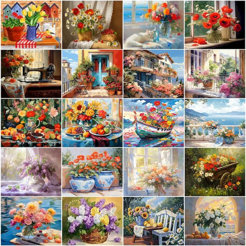 

GATYZTORY Painting By Numbers Vase flower decoration Acrylic Canvases for paint Drawing Canvas Crafts Frame Handiwork Home Decor