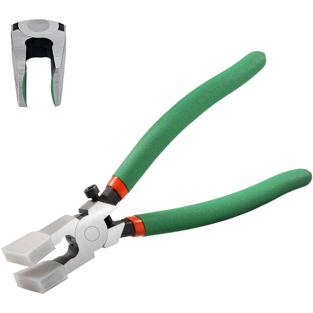 1pc Green Mosaic Glass Cutting Pliers Set Includes 3 Cutting Heads 1 Handheld Tool 1 Edging Plier 1 Curved Nose Plier