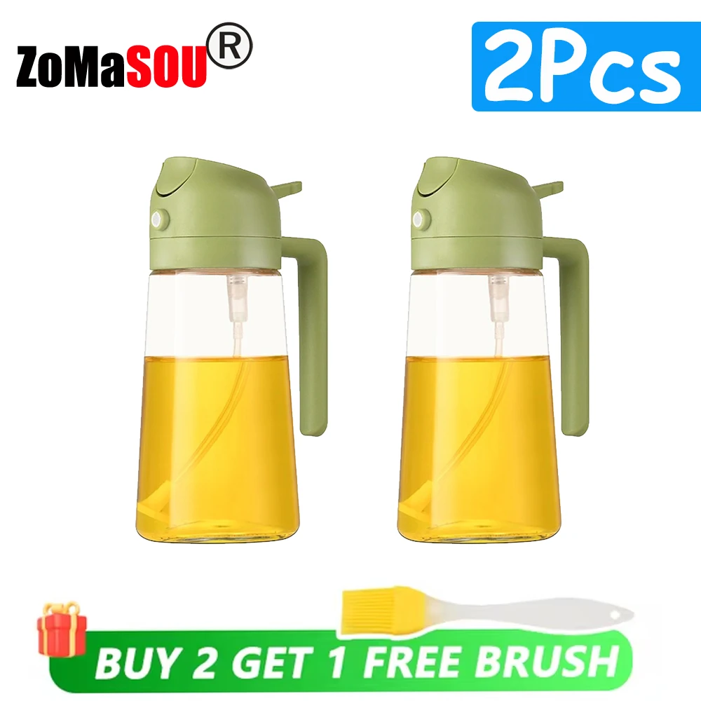 ZOMASOU 1-4 Stück 2-in-1-Sprühgerät, Ausgießer, Öl, leere Flasche, Kunststoff-Ölbehälter, Spender, Verdampfer, Küche, Grill, Camping, Kochutensilien 6