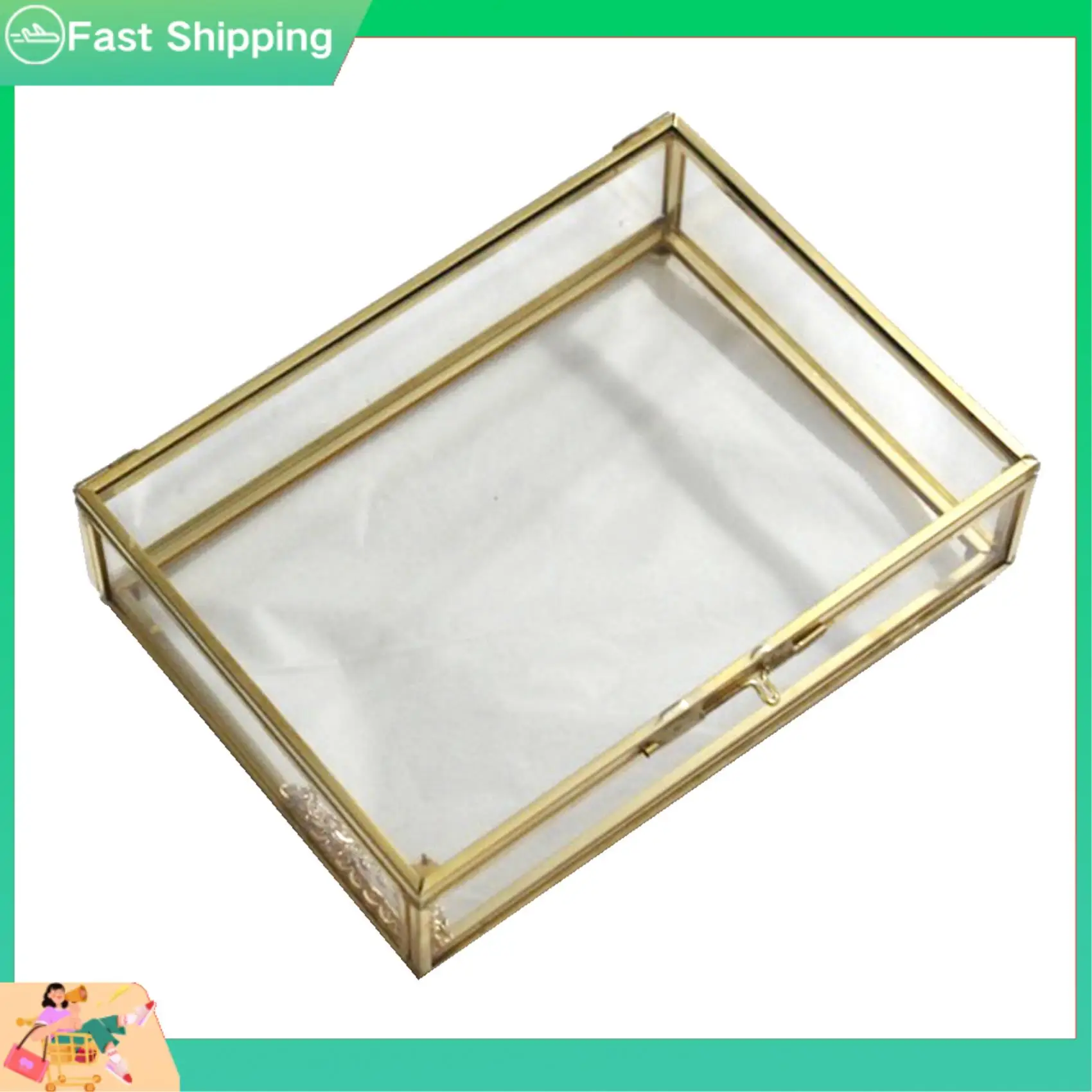 

2X Geometric Glass Style Jewelry Box Table Container For Displaying Jewelry Keepsakes Home Decoration Plants Container-Tvdae