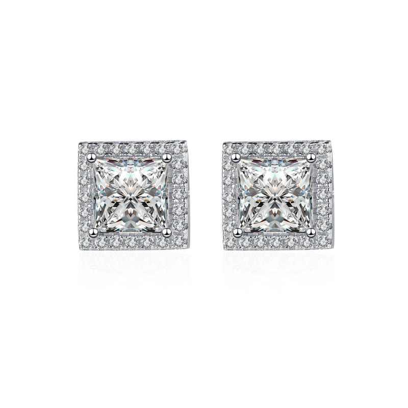 

Ourfuno 1.2-4CT Square Moissanite Earrings For Women Men Minimalist 925 Sterling Silver Stud Earrings Party Wedding Jewelry Gift