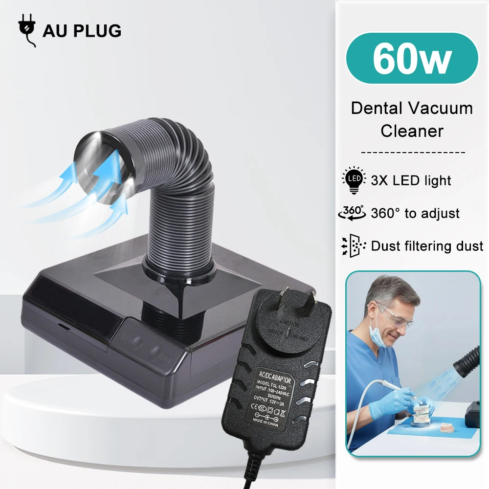 60W Dental lab Vacuum Cleaner Dust Collector Extractor aspirator Retractable LED Suction Machine for Table Polishing Equipment image 3