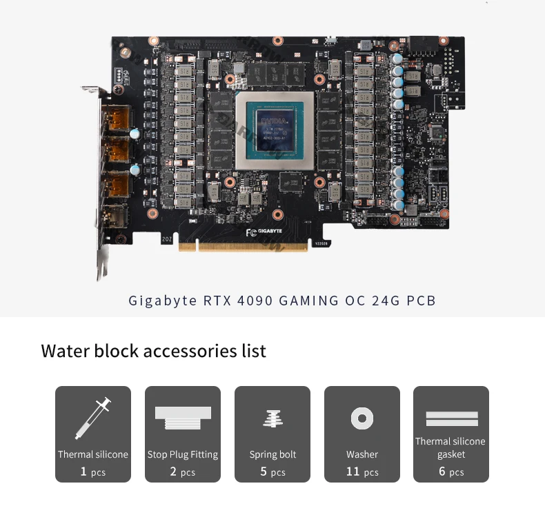 Imagem -02 - Barrow 4090 Gpu Bloco de Resfriamento de Água para Gigabyte Rtx 4090 Gaming Mestre Vga Frente Watercooler 5v Argb Preto Branco Bs-gig4090-pa