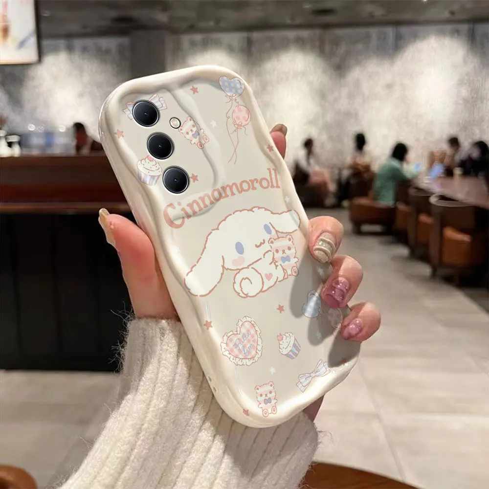 Cute Cinnamoroll 3D Wave Case per OPPO A98 A94 A93 A92 A79 A78 A76 A58 A57 A55 A38 A33 A17 A16 A15 2020 4G 5G Cover posteriore