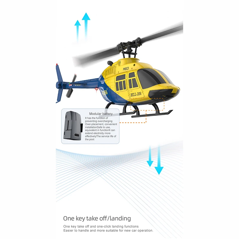 RC ERA A60 Rc Aereo Elicottero 2.4G 6-Aixs Giroscopio 6ch Mantenimento dell'altitudine Flusso ottico Campana 206 Mini Giocattoli per elicotteri telecomandati