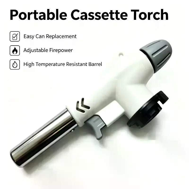 Portable Butane Gas Torch Adjustable High Heat Safe Ignition For Cooking Camping Welding Baking BBQs Kitchen Grill Lighter Tools