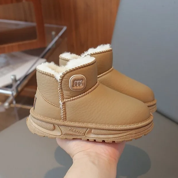 الفتيات أحذية الثلوج الشتاء سميكة صوف مبطن الانزلاق على الأحذية القطنية الدافئة للأطفال والأطفال الصغار العلامة التجارية الصينية الأسهم