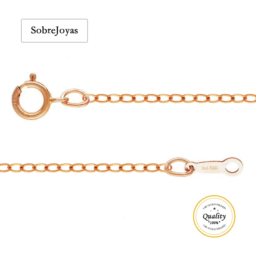 14K Rose Gold Filled 40cm/45cm 1.3mm Hammered Flat Cable Chain Finished Necklace W/Spring Clasp Wholesale BULK Findings