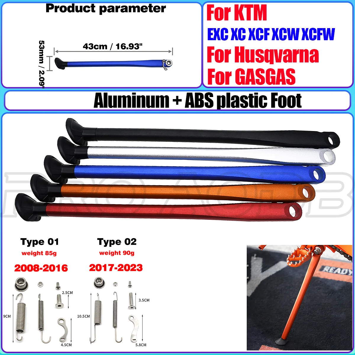 

Universal PARTS For KTM XCFW EXC EXC EXCF Husqvarna 150-450 500 530 TE FEXC XCW XCF Motocross Kickstand Side Stand Spring Kit