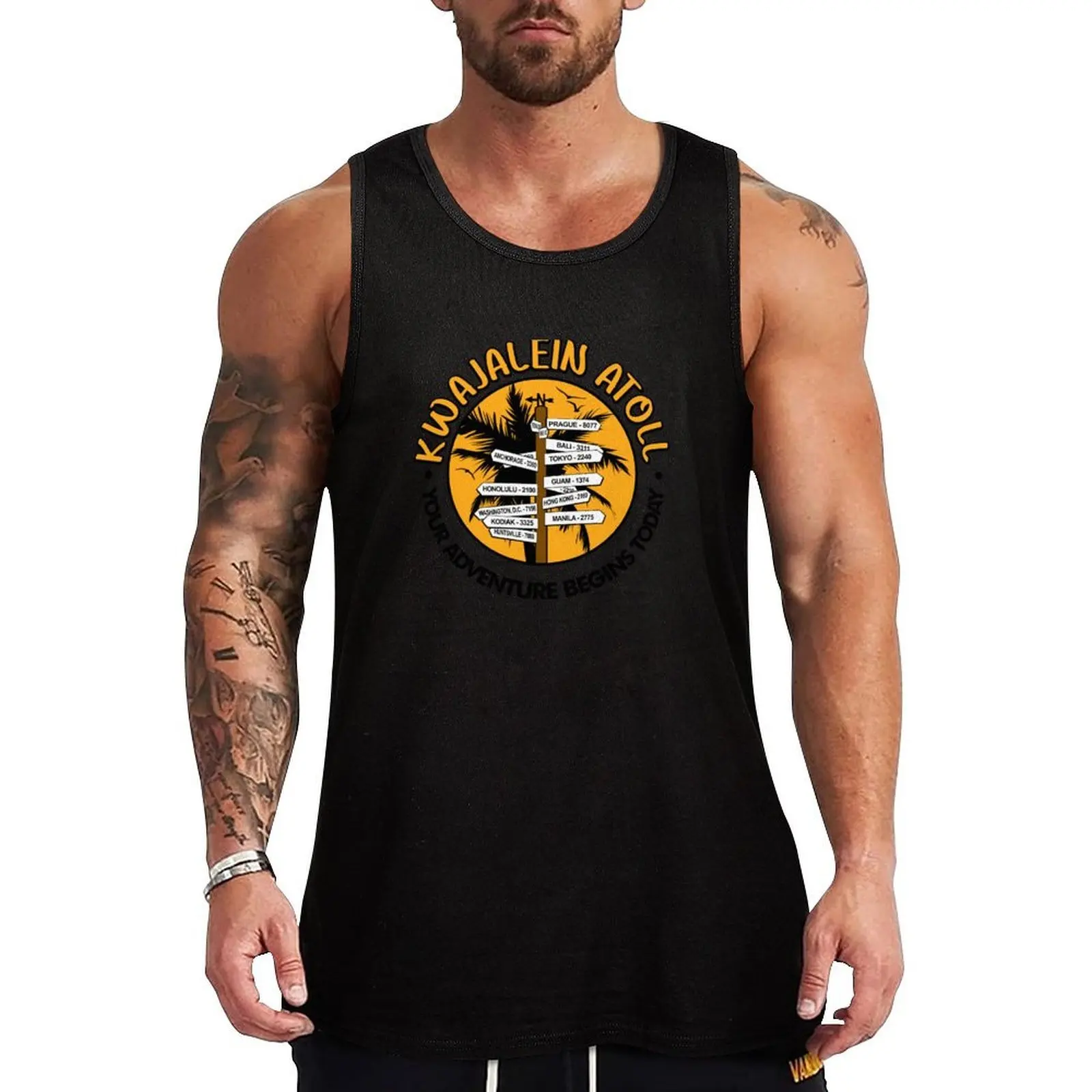 

Kwajalein Adventure Tank Top summer clothes for men Bodybuilding shirt t shirts gym t shirt men