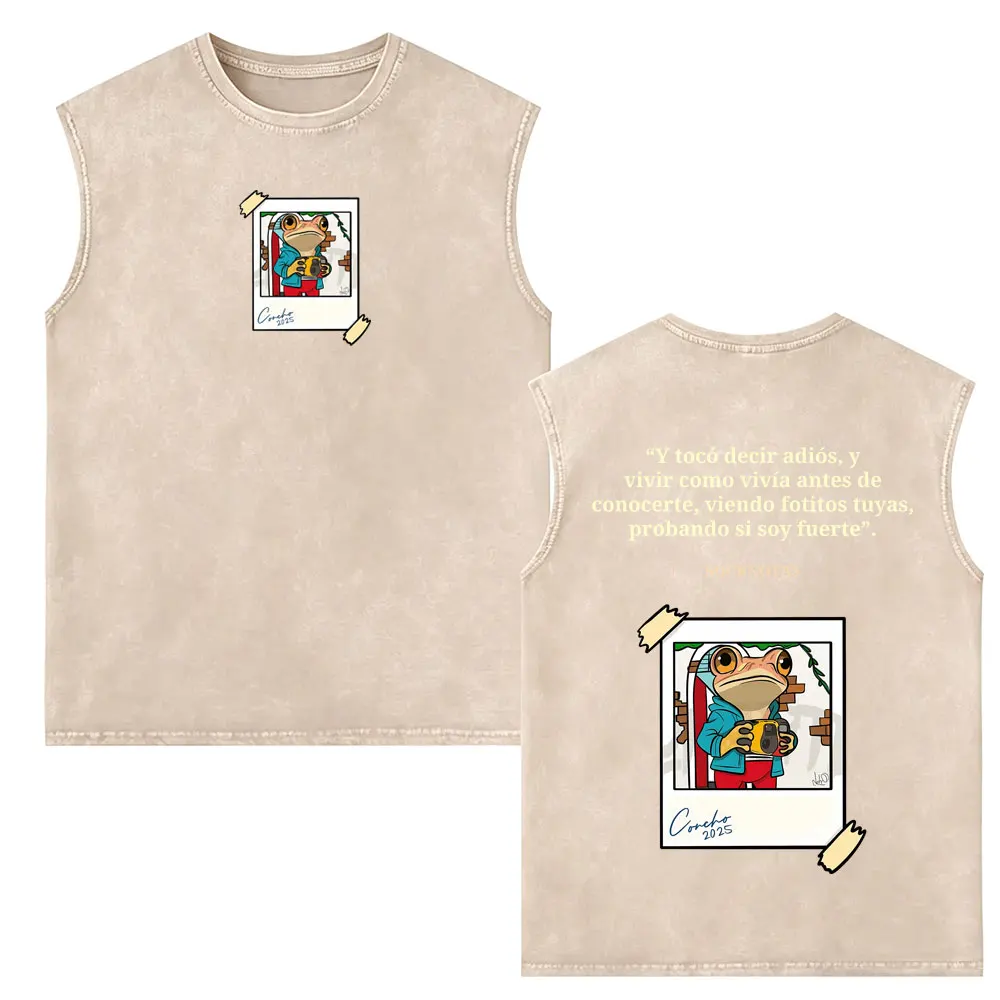 Rapper Bad Bunny Washed Sleeveless Vest Un Verano Sin Ti Si Tu Me Lo Pides Yo Me Porto Bonito T-shirt Men's Fashion Tank Tops