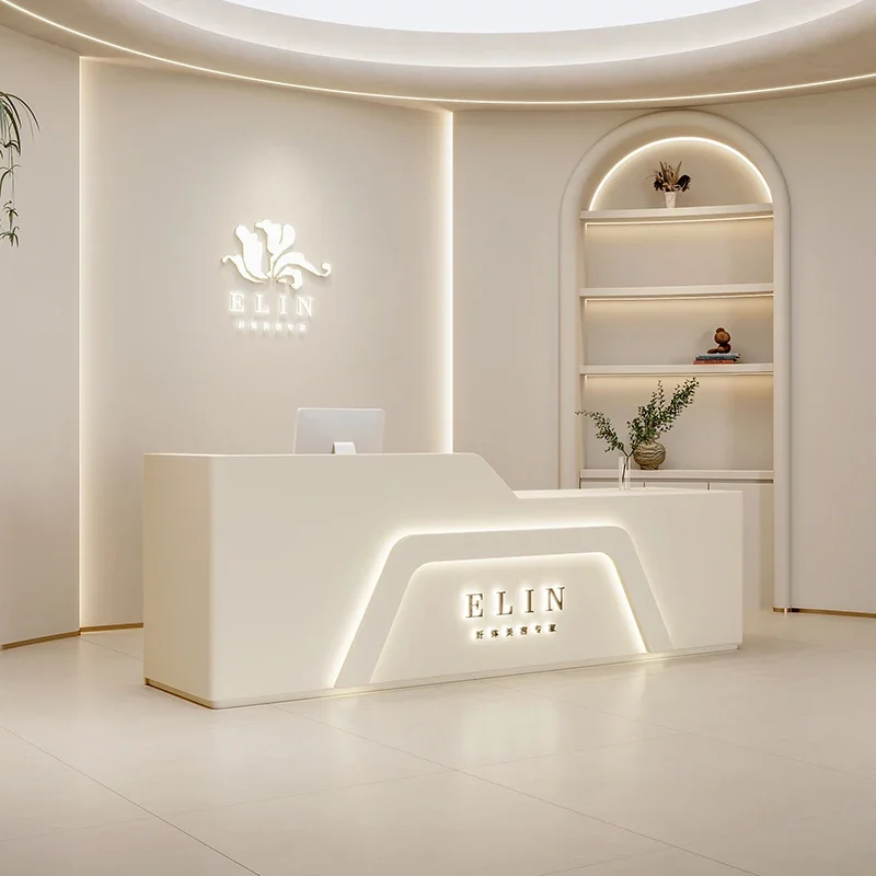 Customer Center Beauty Salon Furniture Minimalist Reception Desk Hairdresser Counter Professional Office Empfangstheke Luxury