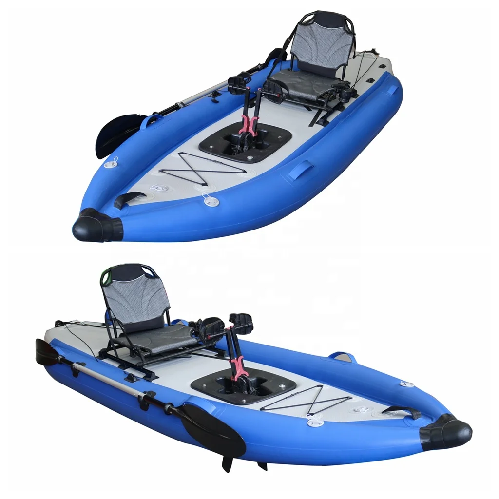 2024 Hot Sale Popular Lightweight Inflatable Fishing Pedal Kayak PVC Material 1 Person 12FT Pedal Drive Kayak for Sale