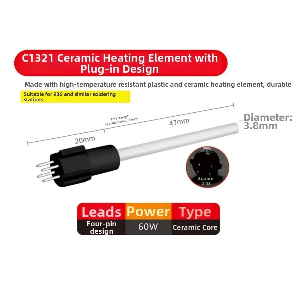 60W Soldering Iron Heating Core 936 High-Power Multistyles A1321 Ceramic Soldering Iron Core Ceramic Core for Soldering Station