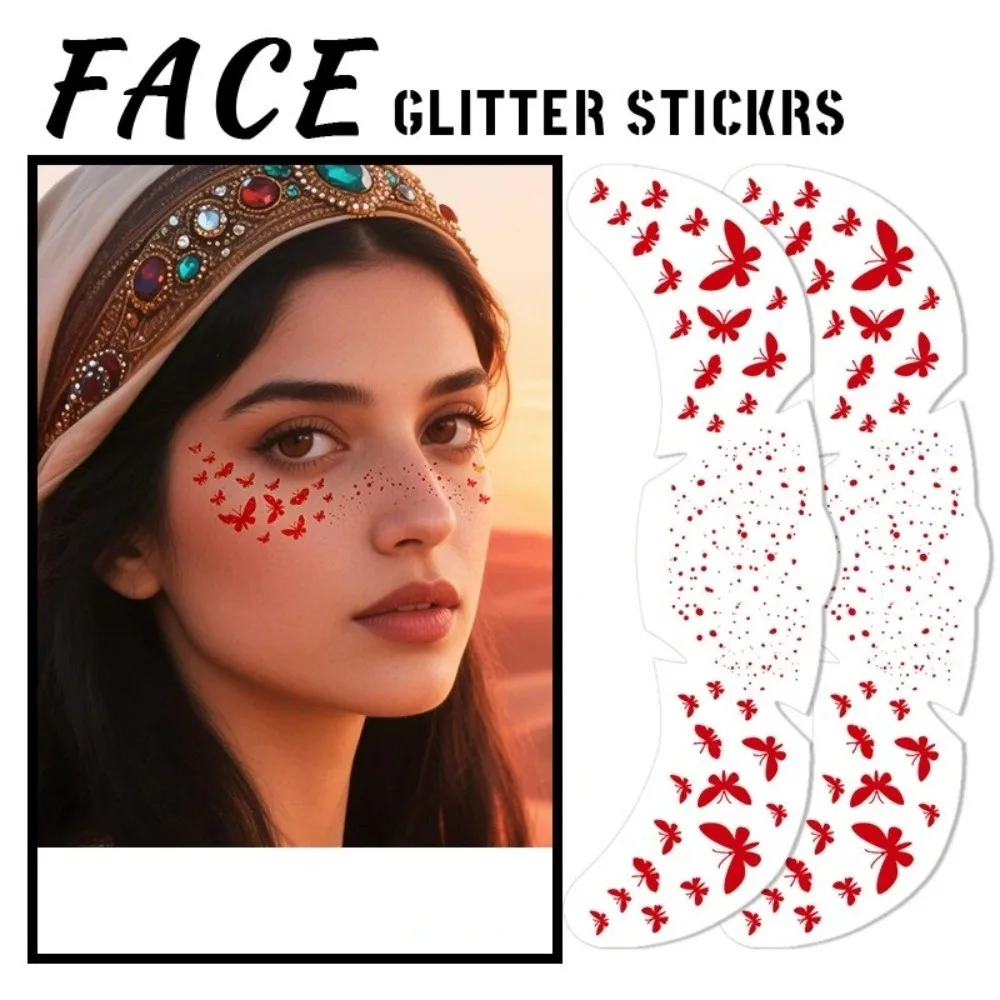 

Водостойкие временные тату-наклейки для лица: румяна, блестки, сердечки, бабочки. Одноразовые, ко Дню святого Валентина.