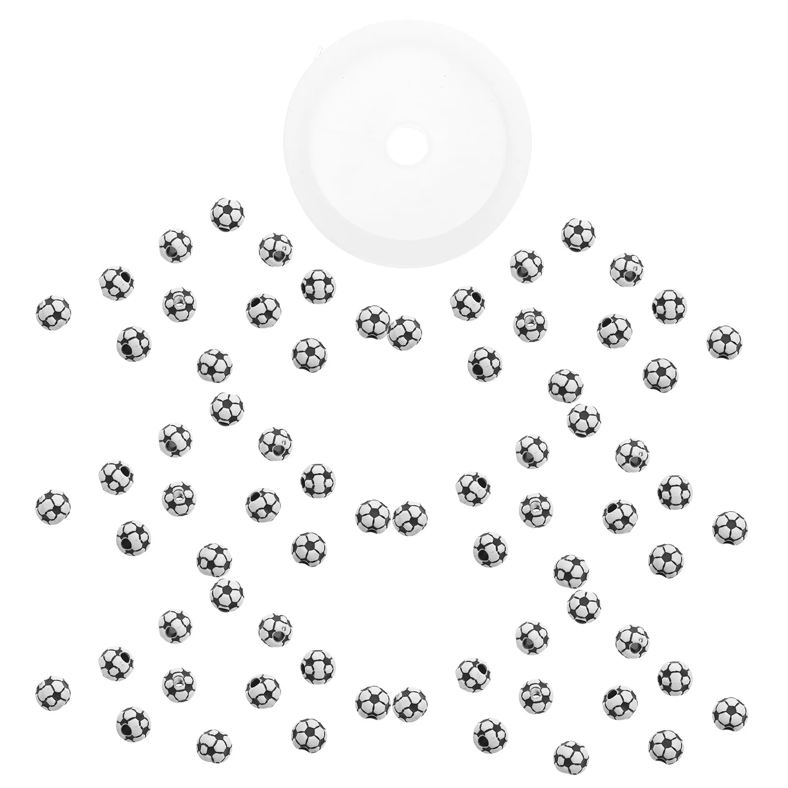 100Pcs Round Soccer Ball Beads Acrylic Sport Spacer for Bracelet Necklace Making DIY Jewelry Sports Craft Supplies