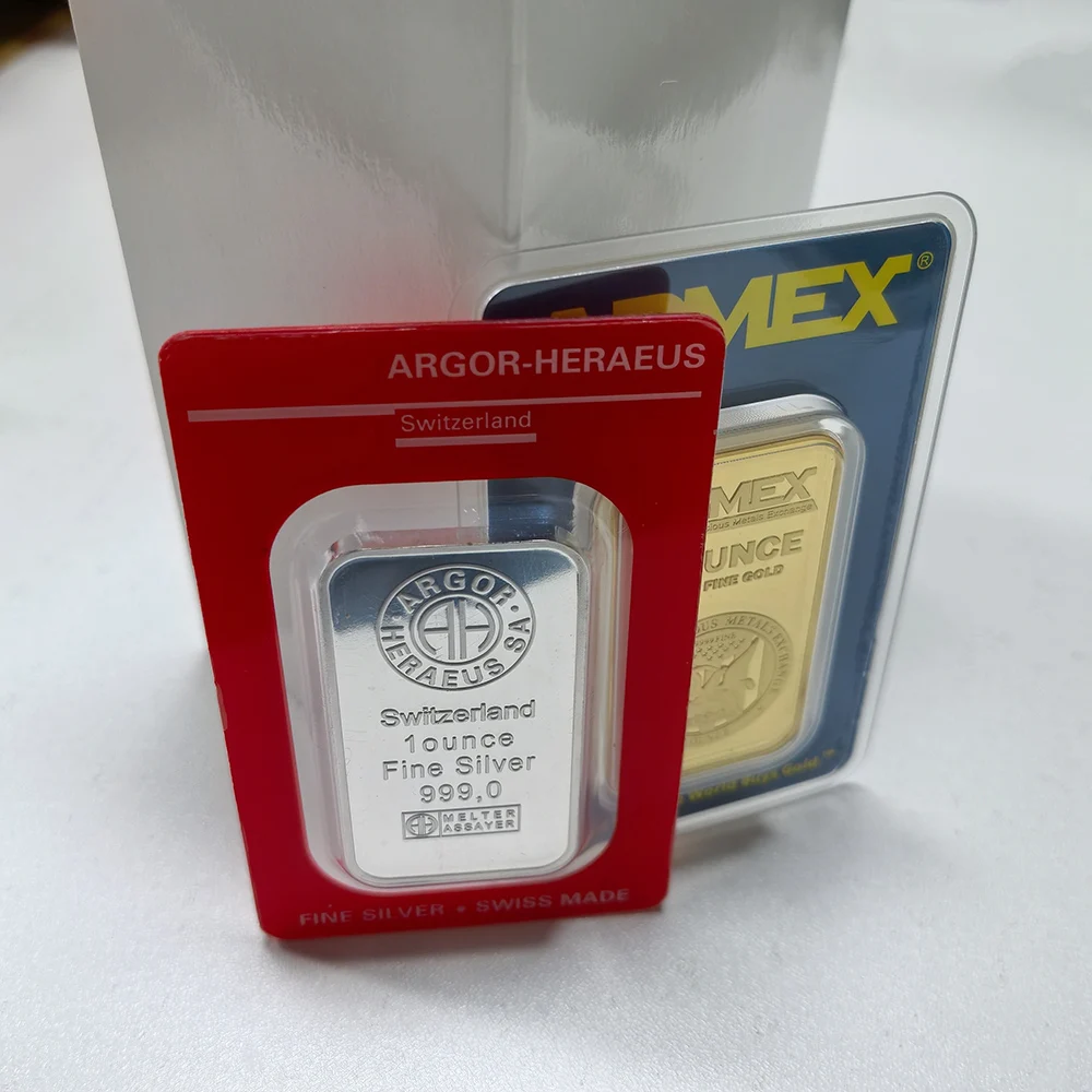 Red Sealed Packaging 1 OZ Silver Plated Bar 2.5g/5g/10g/20g/50g/100g Brass Gold Plated Bar With Different Serial NO. For Gift