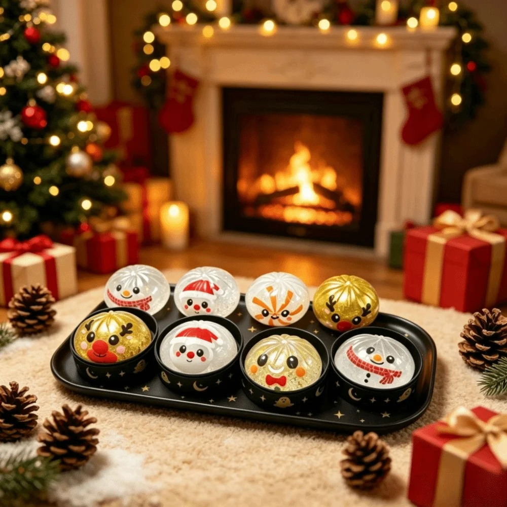Steamed Bun Shape Christmas Dumpling Squishy Christmas Santa Claus Steamed Bun Squishy New Year Snowman Shape