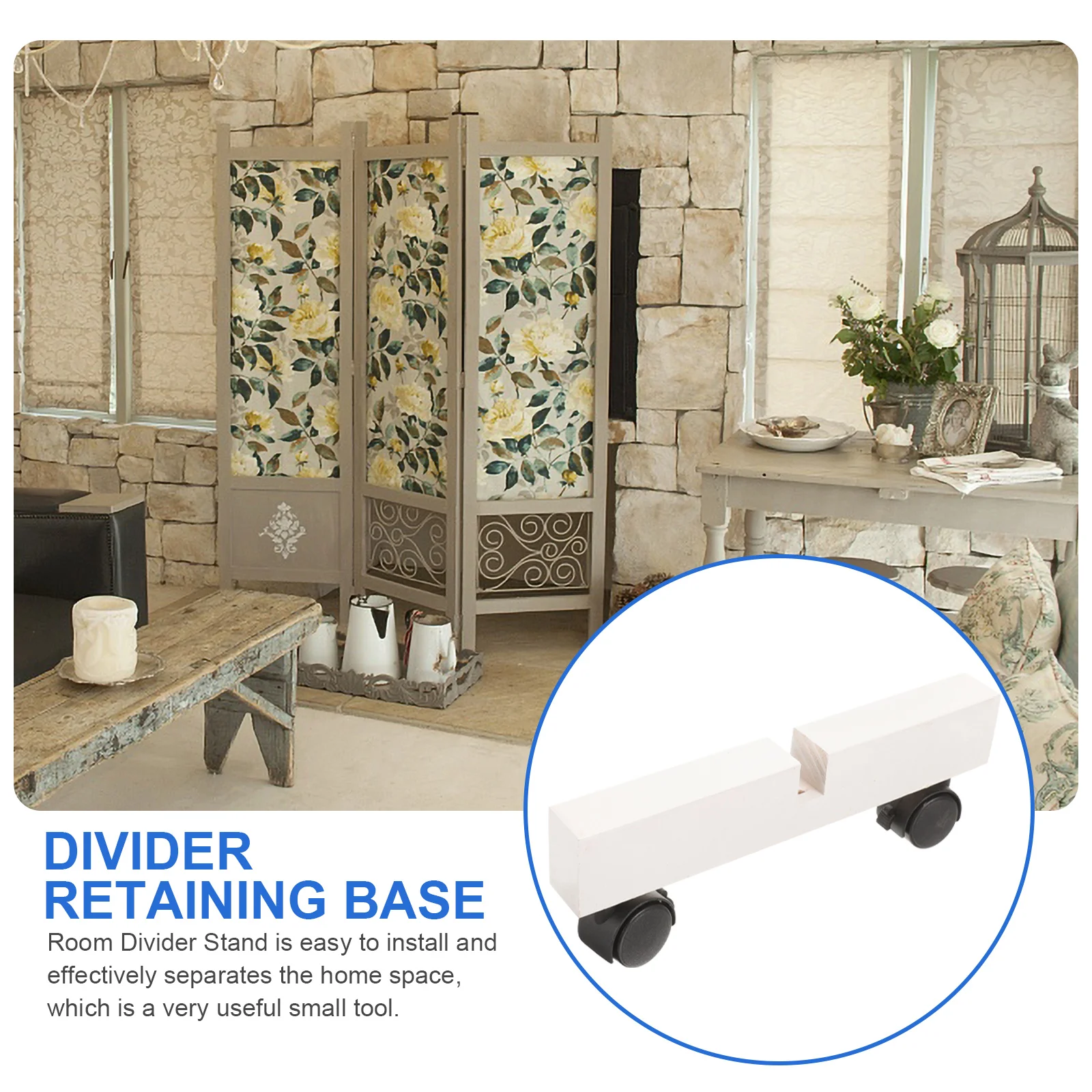 

Screen Fixed Base Partition Bracket Thickened Divider Room Stand Wood Feet Double Brake Foldable Screen Rack Home