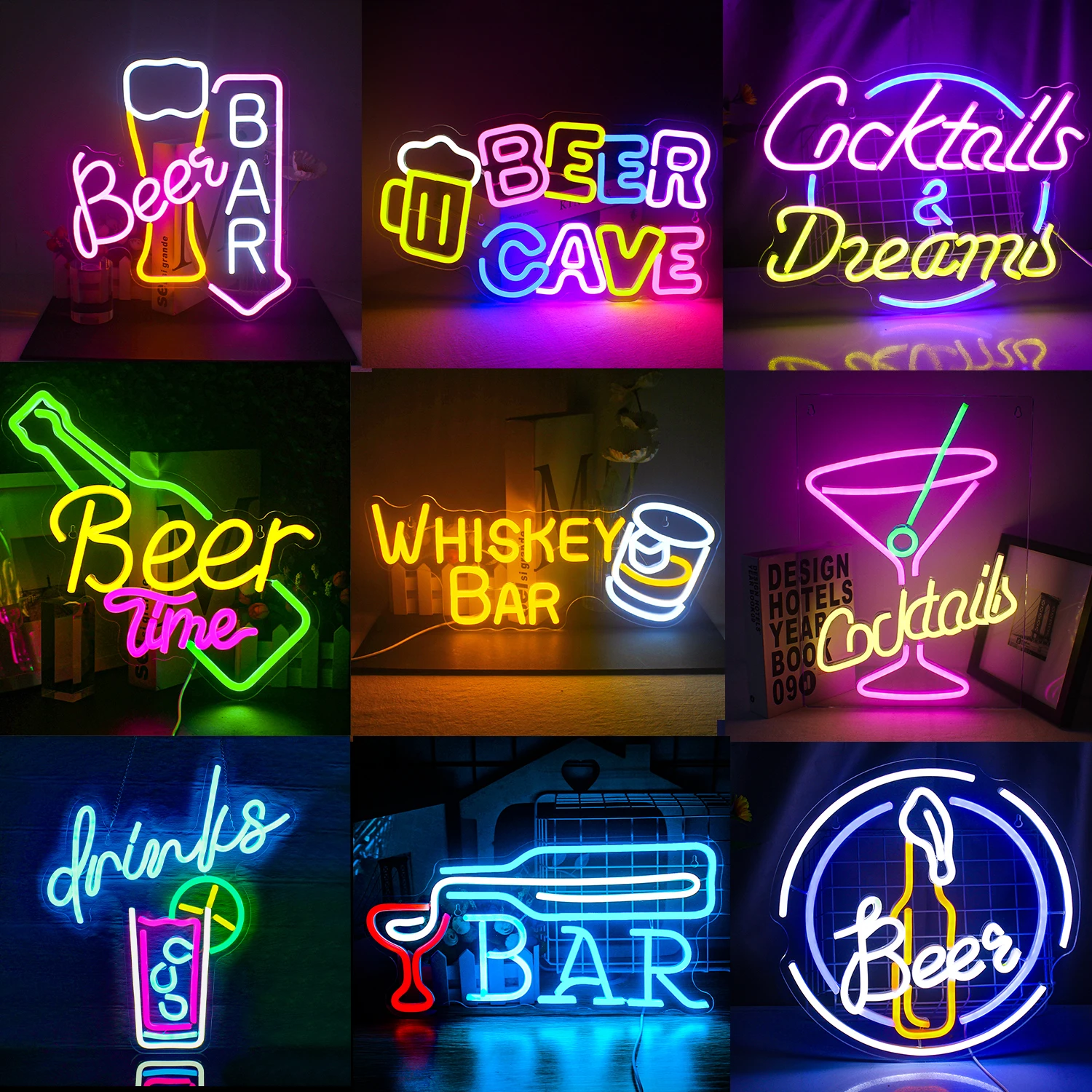 Bar Serie Leucht reklame Bier Neon Party Cocktail Party Club Shop Convenience Restaurants Geschäfts plätze LED Licht Wand dekorieren