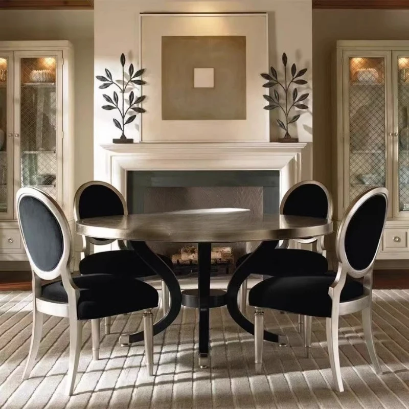 

Focus solid wood dining table, dining table and chair combination, furniture round table dining table