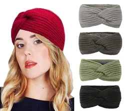 Knitted yarn inner layer velvet twisted elastic autumn and winter warm headband
