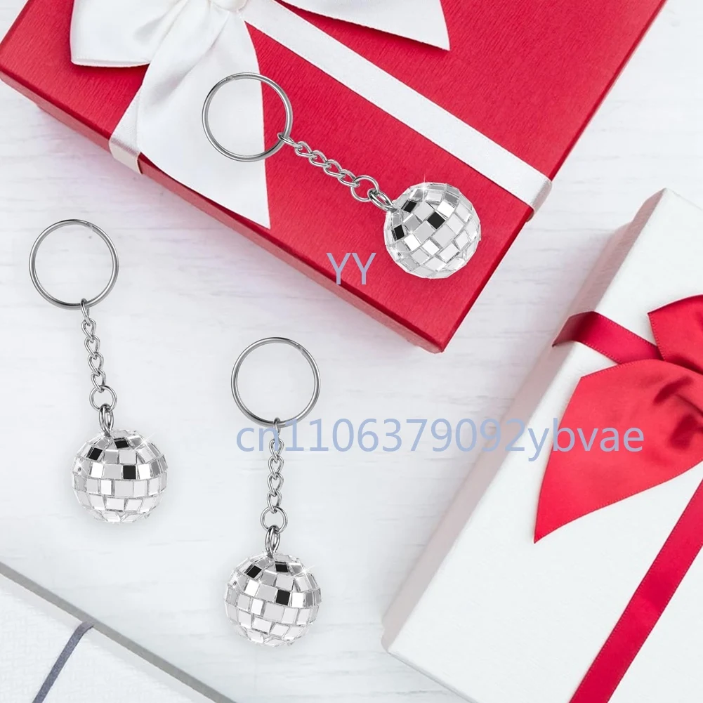 24 Pieces Silver Mirror Disco Ball Keychain Durable Party Favors