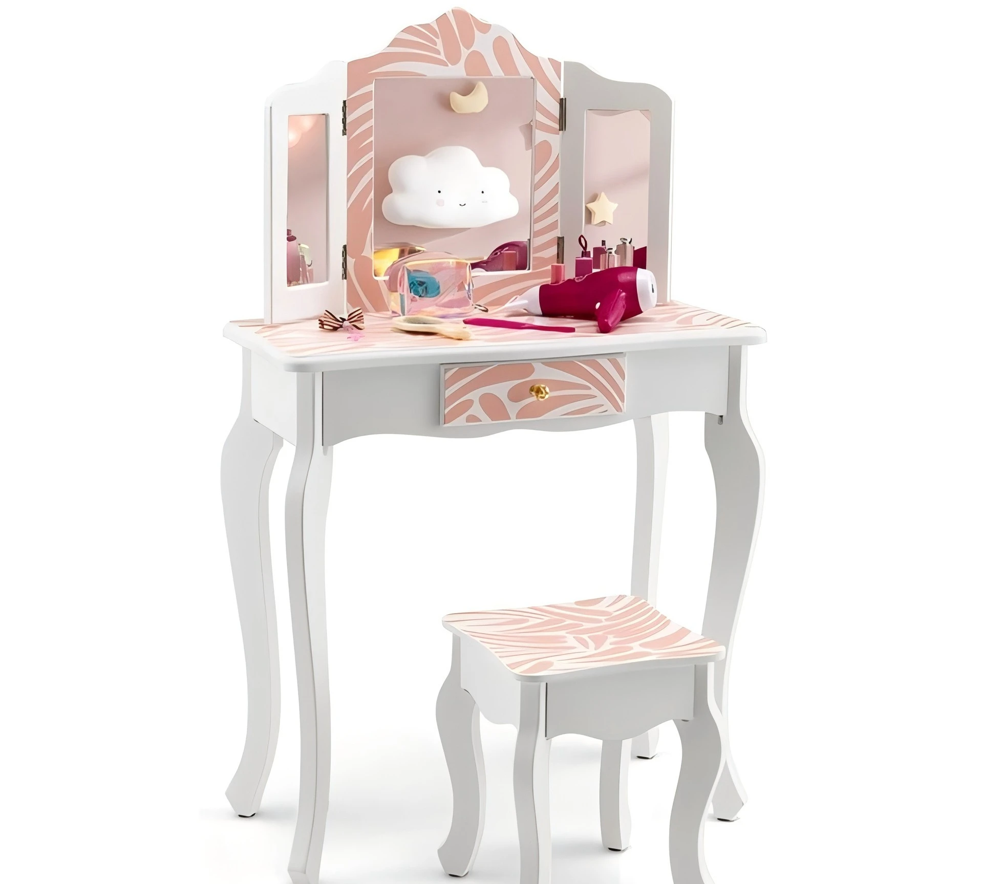 Dresser Makeup Table Chair Set Bedroom Cute Wind Wooden Zebra Children's Pink