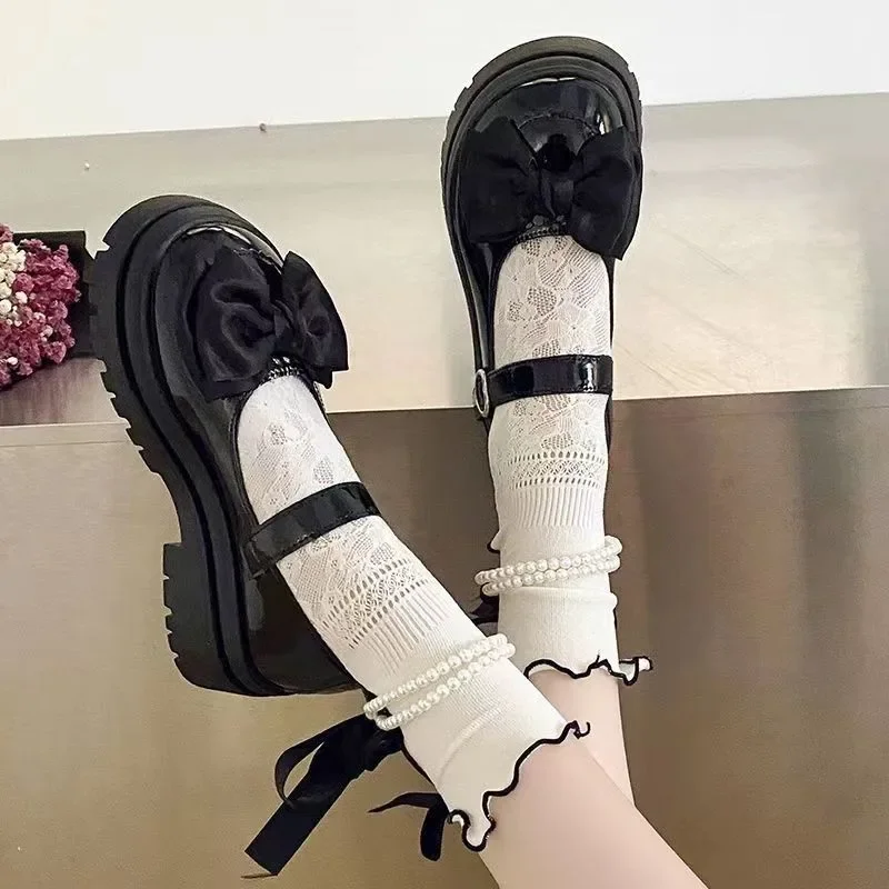 Women\'s Casual Shoes New Kawaii Pearl Chain Mary Jane Women\'s Shoes Fashion Versatile Lolita Loafers Outdoor Sandals 여성화 로레타