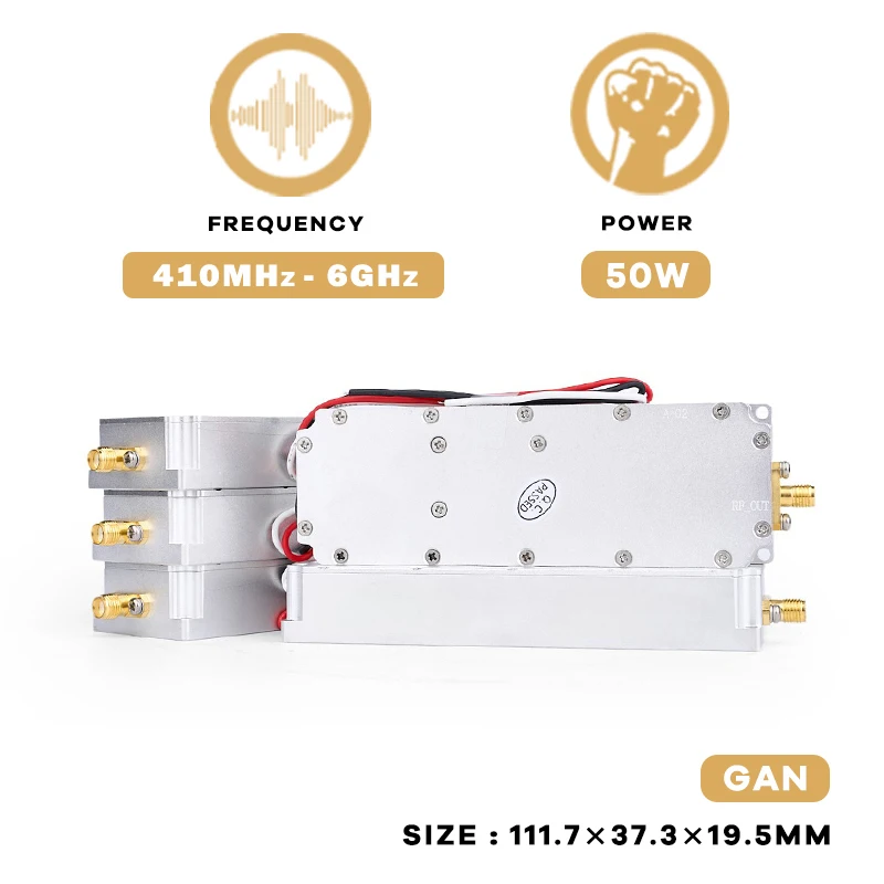 50W 700-1000 1.5G 2.4G 5.2G 5.8G VCO Signal Source GaN RF Power Amplifier Module With Circulator UAV Device FPV Drone Module