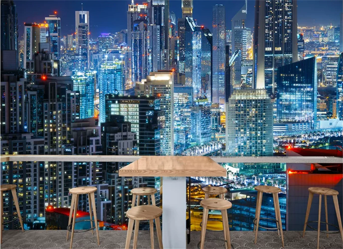 3D City Night Scenery Wallpaper Extension Space Background Wall Bar Office Restaurant Customized Mural Painting