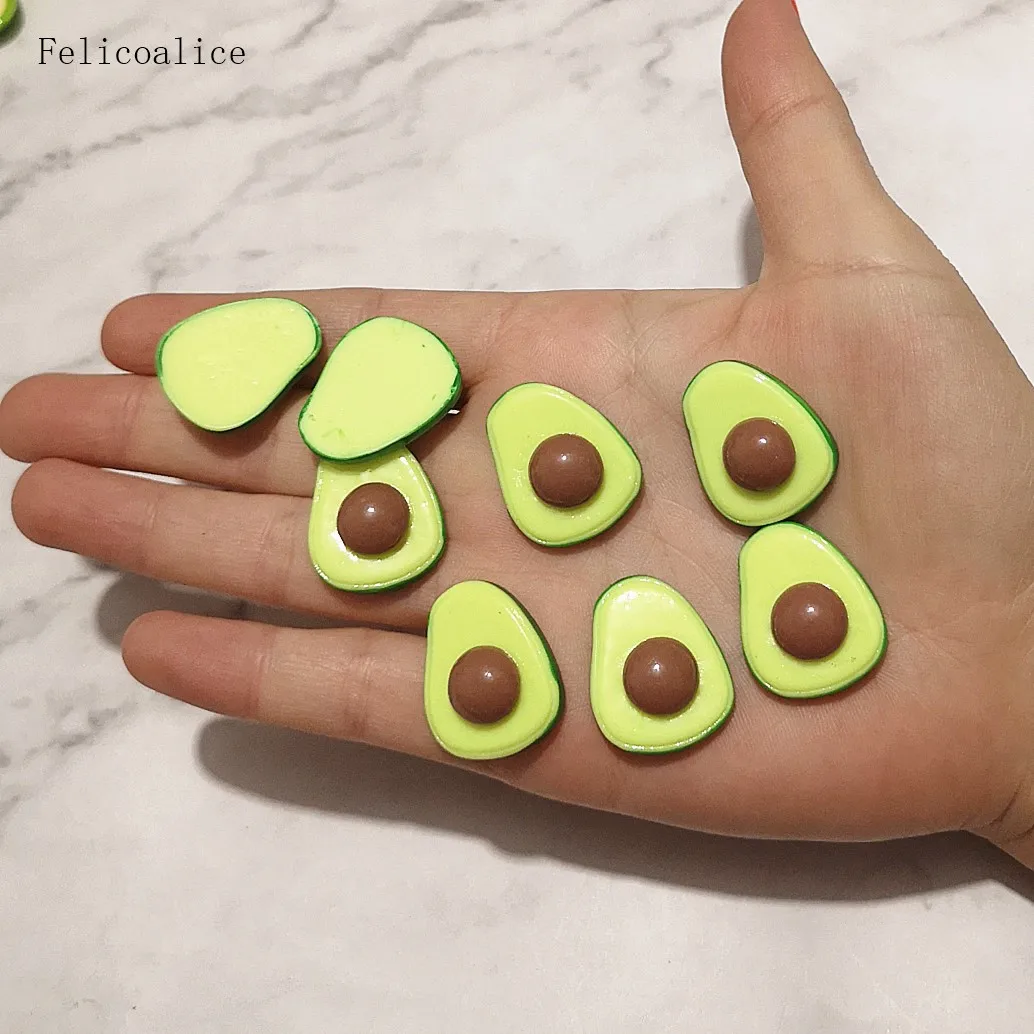 100pcs Kawaii Avocado Charms Cute Pendants Mini Fruit Resin Charms For DIY Necklace Keychains Jewelry Making Hair Accessory