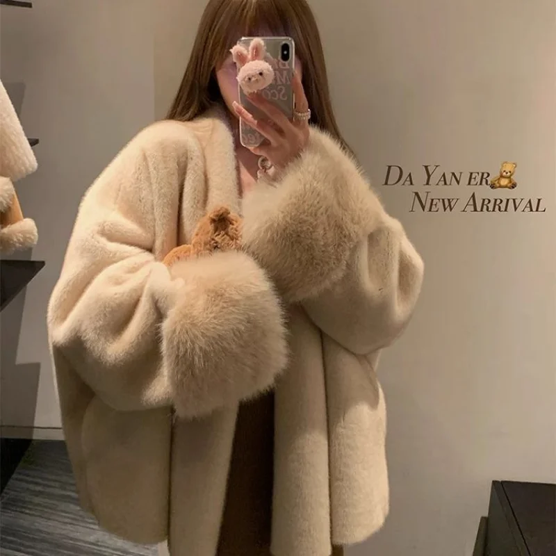 

New Autumn Winter Environmentally Friendly Imitation Mink Fur Coat Women's Celebrity Style Loose Version Fashion Coat